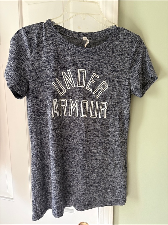 Under Armour Tops - Under Armour Women's Heathered Blue Short Sleeve Logo Tee